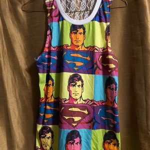 Multicolored Superman designed tank top